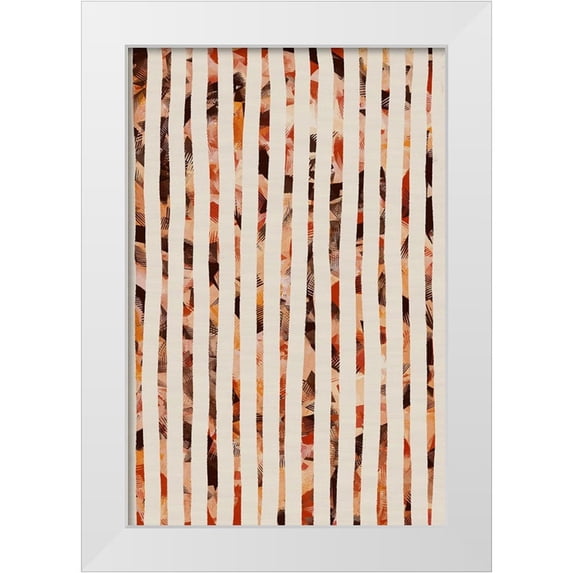 Treechild 23x32 White Modern Wood Framed Museum Art Print Titled - Beige Stripes Pattern