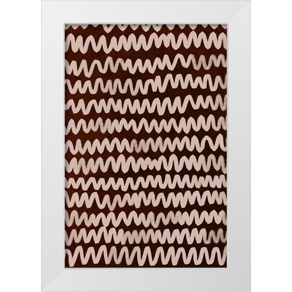 Treechild 23x32 White Modern Wood Framed Museum Art Print Titled - Beige ZigZag on Rusty Color Pattern