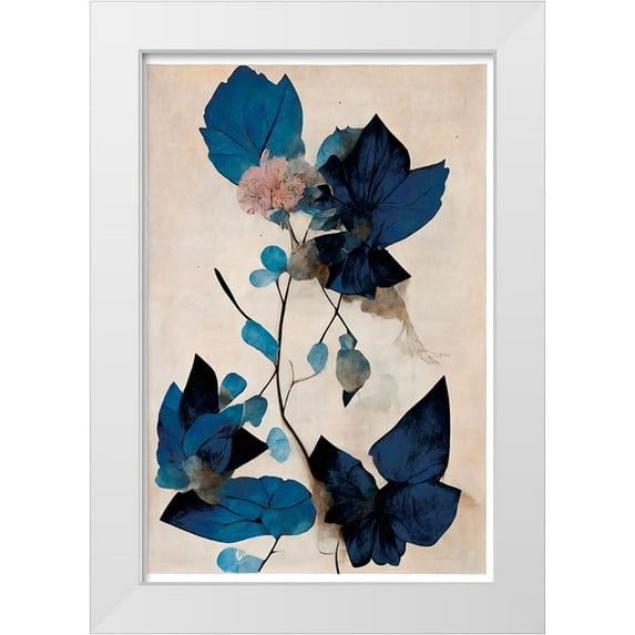 Treechild 23x32 White Modern Wood Framed Museum Art Print Titled - Blue Dry Flowers