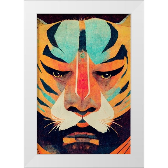 Treechild 23x32 White Modern Wood Framed Museum Art Print Titled - Strong Tiger