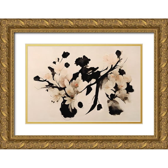 Treechild 24x17 Gold Ornate Wood Framed with Double Matting Museum Art Print Titled - Cherry Blossom Branch