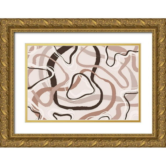 Treechild 24x17 Gold Ornate Wood Framed with Double Matting Museum Art Print Titled - Simple Pastel Circles Square