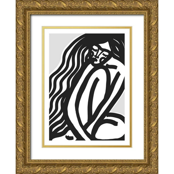 Treechild 24x32 Gold Ornate Wood Framed with Double Matting Museum Art Print Titled - The Silence (Black)