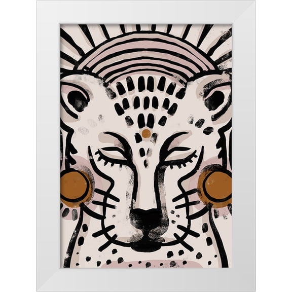 Treechild 24x32 White Modern Wood Framed Museum Art Print Titled - Tiger (Light Version)