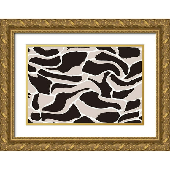 Treechild 32x23 Gold Ornate Wood Framed with Double Matting Museum Art Print Titled - Beige And Brown Tiger Pattern