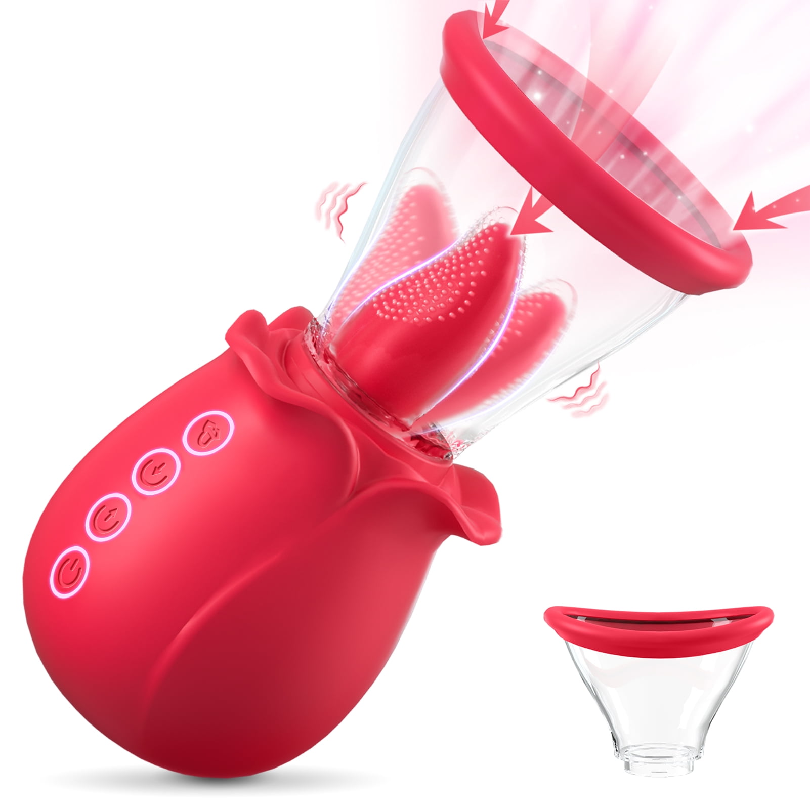 Treediride Sex Toys Women Vibrator - 3in1 Rose Sex Toy with 2 Suction Cups, Adult Toys Female Vibrators with 10 Licking Sucking Vibrating, Rose Sex Stimulator for Woman Couples photo