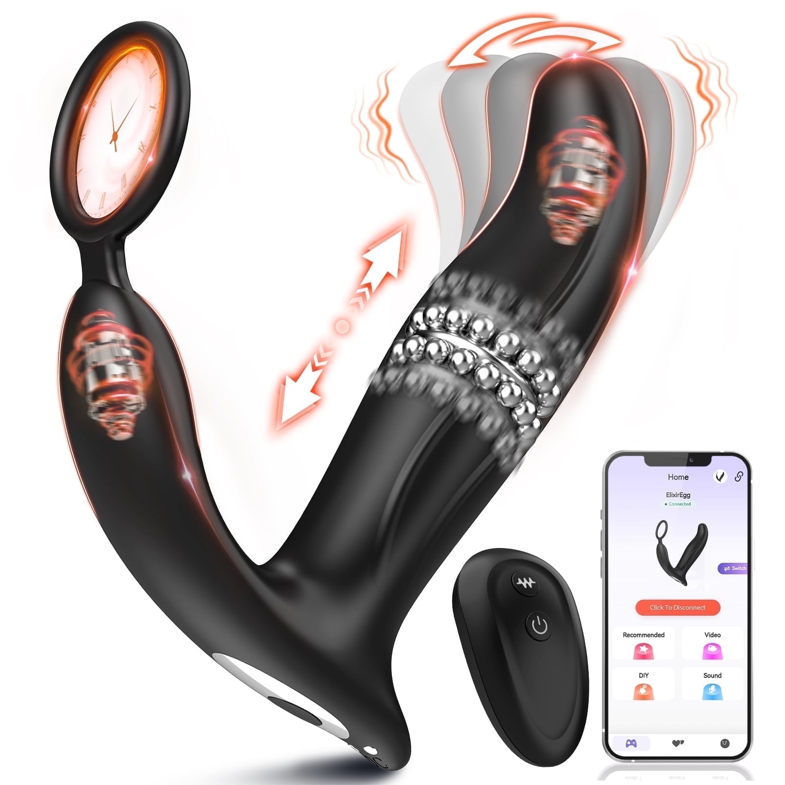 Treediride Thrusting Male Prostate Massager Vibrator for Men, Wiggling Anal Dildo Butt Plug with 10 Thrusting & Vibrating Modes, APP Control Anal Toys with Penis Ring, Sex Toys for Men Women