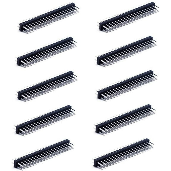 Treedix 0.1inch 2 x 20-pin Dual Male Header Double Row Straight Connector Pin Header Compatible with Raspberry Pi Zero GPIO (Pack of 10)