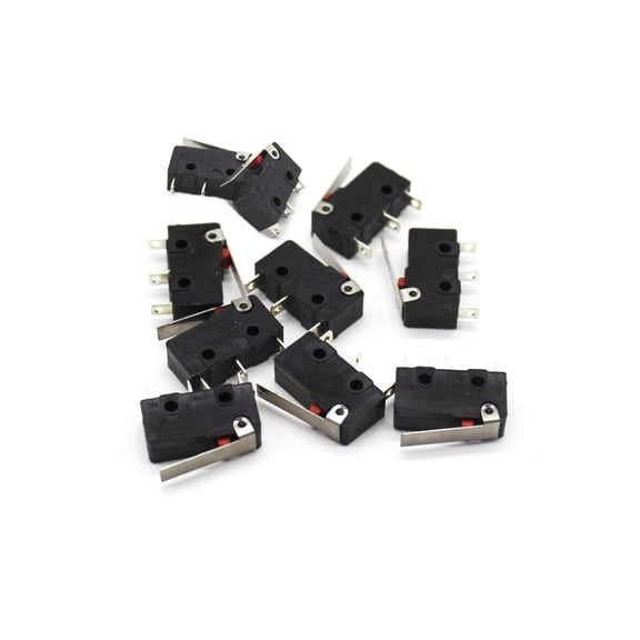Treedix 10PCS Micro Limit Switch Electronic ComponentsShort Straight Hinge Lever AC 2A 125V 3 Pins
