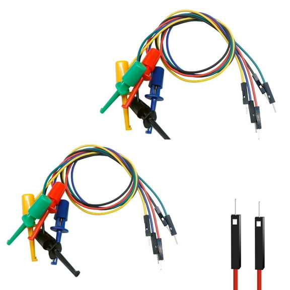 Treedix 10PCS Test Hooks to Male Jumper Wires IC Clip Test Leads Logic Analyzer Test 30cm Jumper Wires Breadboard Copper Wire Flexible Test Hooks for Electrical Testing
