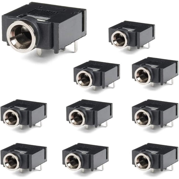 Treedix 10pcs 3.5MM 5-Pin Stereo Socket Plastic PCB Mount Dual-Channel Audio Connector