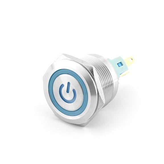 Treedix 12V 22mm/0.86'' Push Button Round Switch with Indicator Light Waterproof Smooth Press Action 1NO/1NC