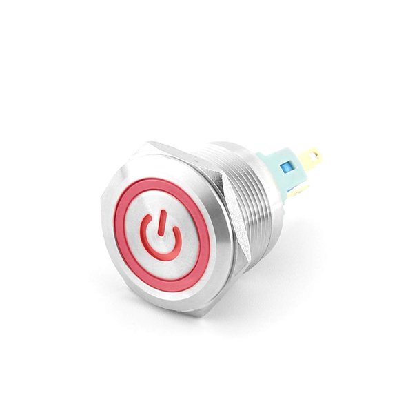 Treedix 12V 22mm/0.86'' Push Button Round Switch with Indicator Light Waterproof Smooth Press Action 1NO/1NC
