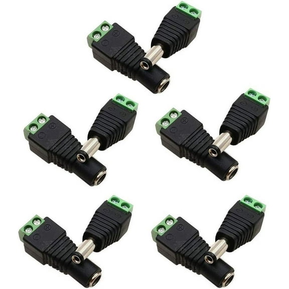 Treedix 12V DC Power Connector 5.5mm x 2.1mm, CENTROPOWER (5 x Male + 5 x Female) Power Jack Adapter Compatible with Camera DVR Security System LED Light Cable Wire Ends Plug Barrel Adapter