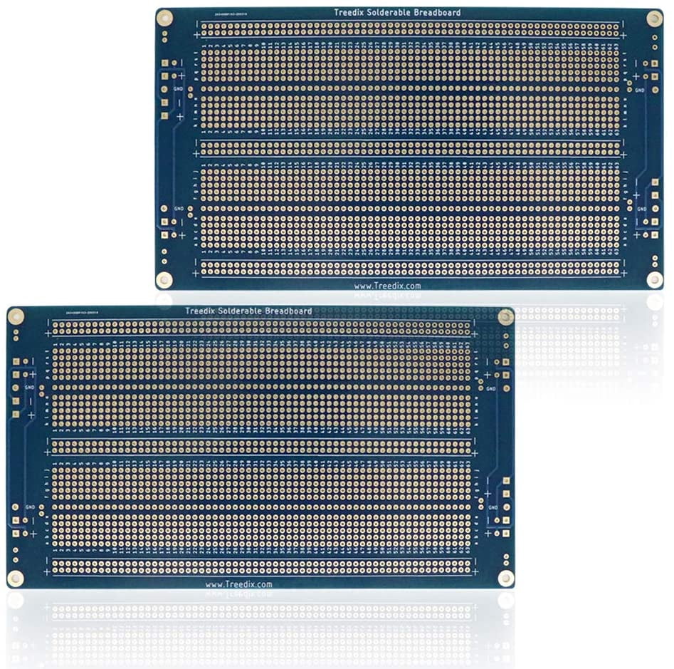 Treedix 2PCS Upgraded Universal Board Solderable BreadBoard PCB Prototype Shield Board Double Sided Tinned Gold Plated Holes