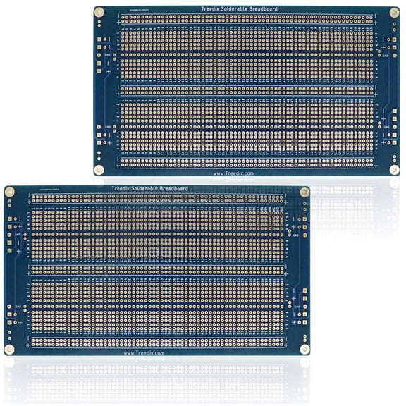 Treedix 2PCS Upgraded Universal Board Solderable BreadBoard PCB Prototype Shield Board Double Sided Tinned Gold Plated Holes