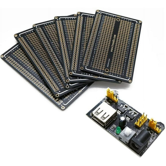 Treedix 3.3V 5V Breadboard Power Supply Moduel with PCB Proto Board DC 6.5-12V or USB Power Supply Module for Arduino