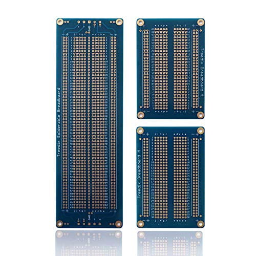 Treedix 3 pcs Universal Board Solderable BreadBoard PCB Prototype Shield Board Double Sided Tinned Gold Plated Holes Compatible with Arduino Kit Raspberry Pi Shield Prototyping and Testing (