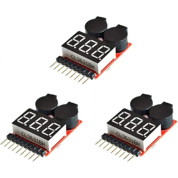 Treedix 3pcs 1S-8S Battery Indicator Voltage Tester RC Low Voltage Buzzer Alarm Battery Monitor Checker Tester