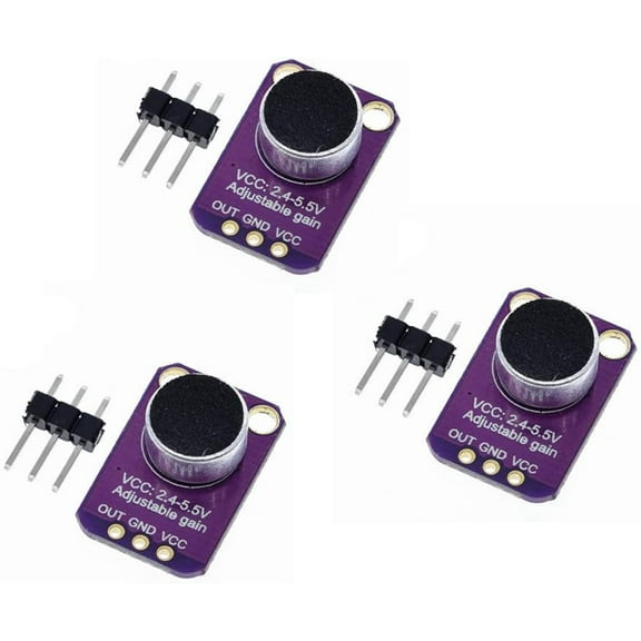 Treedix 3pcs MAX4466 Electret Microphone Amplifier Micropower Operational Amplifier Module Breakout Board Adjustable Gain Compatible with Arduino