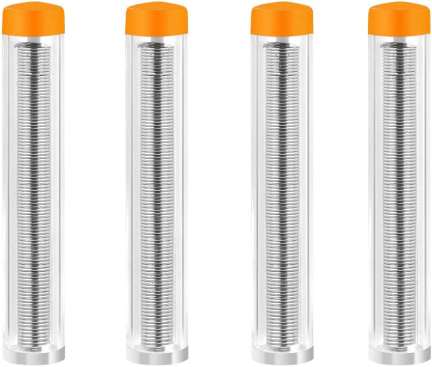 Treedix 4 Pack Rosin Core Solder Pocket Tube Solder Wire Tin Lead 0.8mm Net weight 0.43oz for Electronics, Circuit Boards