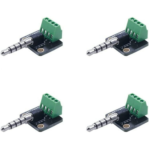 Treedix 4pcs 3.5mm 4 Pins Stereo Mic Audio Plug Breakout Board Audio Solder Adapter with Screw Teminal Block
