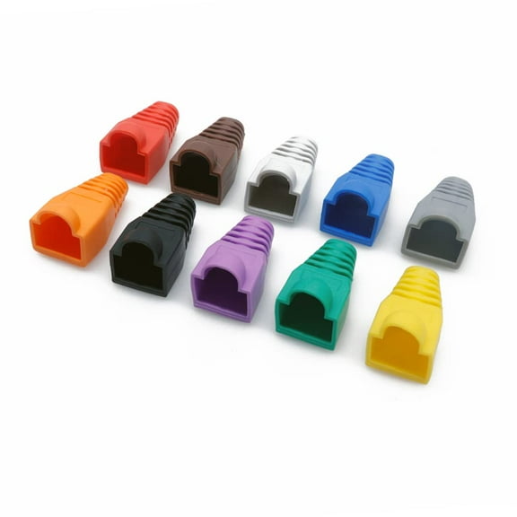 Treedix 50 Pack RJ45 Protective Sleeve Rubber RJ45 Boots Sleeve Network Plug Caps Connector Plugs Protect Cover 10 Colors for CAT6 CAT6E CAT5 CAT5E