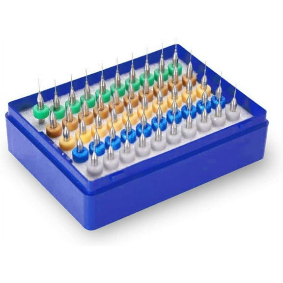 Treedix 50pcs 0.5+0.6+0.7+0.8+0.9mm Tungsten Carbide Micro Drill Bits Set Engraving Tools Compatible with PCB Circuit Board Stone Dremel Jewelry CNC Engraving