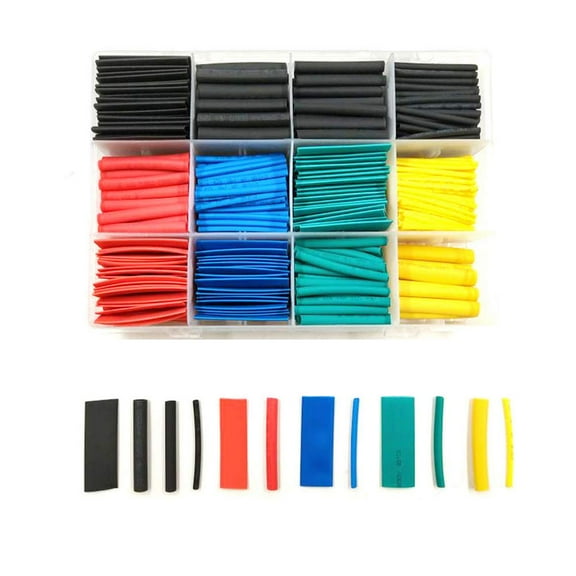 Treedix 530 pcs Heat-Shrink Tubing Heat Shrinkable Tube in 5 Colors 12 Spec 2:1 Shrinkage Ratio Compatible with Electrical Insulation Wire Protection
