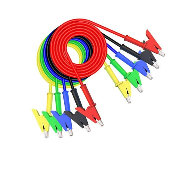 Treedix 5PCS Alligator Clips Test Leads Dual Ended Crocodile Wire Cable with Insulators Clips Test Flexible Copper Cable for Electrical Testing 3.3ft/1m 5 Colors