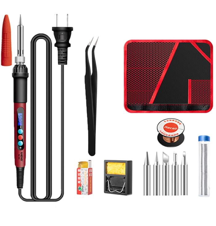 Treedix 60W Electronics Soldering Iron Kit, 9-in-1 Soldering Gun , LCD Digital Adjustable Temperature Soldering Kit 180-500℃, Fast Heating Thermostatic Design Soldering Tool for Electric, DIY Welding