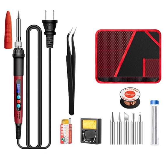 Treedix 60W Electronics Soldering Iron Kit, 9-in-1 Soldering Gun , LCD Digital Adjustable Temperature Soldering Kit 180-500℃, Fast Heating Thermostatic Design Soldering Tool for Electric, DIY Welding