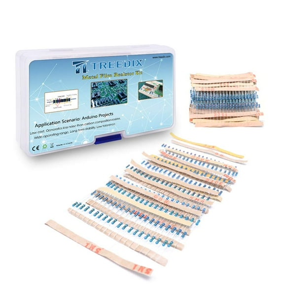Treedix 64 Values 1280 pcs Metal Film Resistor High Precision Resistor Resistance Assortment kit