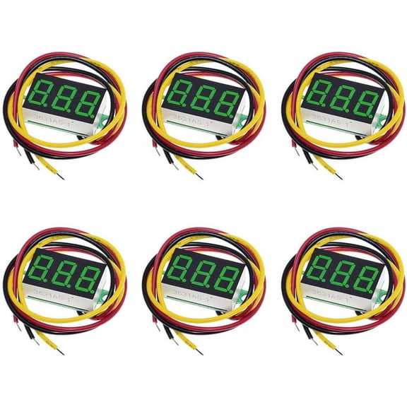 Treedix 6pcs 0.36'' 3-Digit 7-Segment Display Voltmeter Three-Wire DC 0V-32V 3-Digit LED Display LED Digital Tube