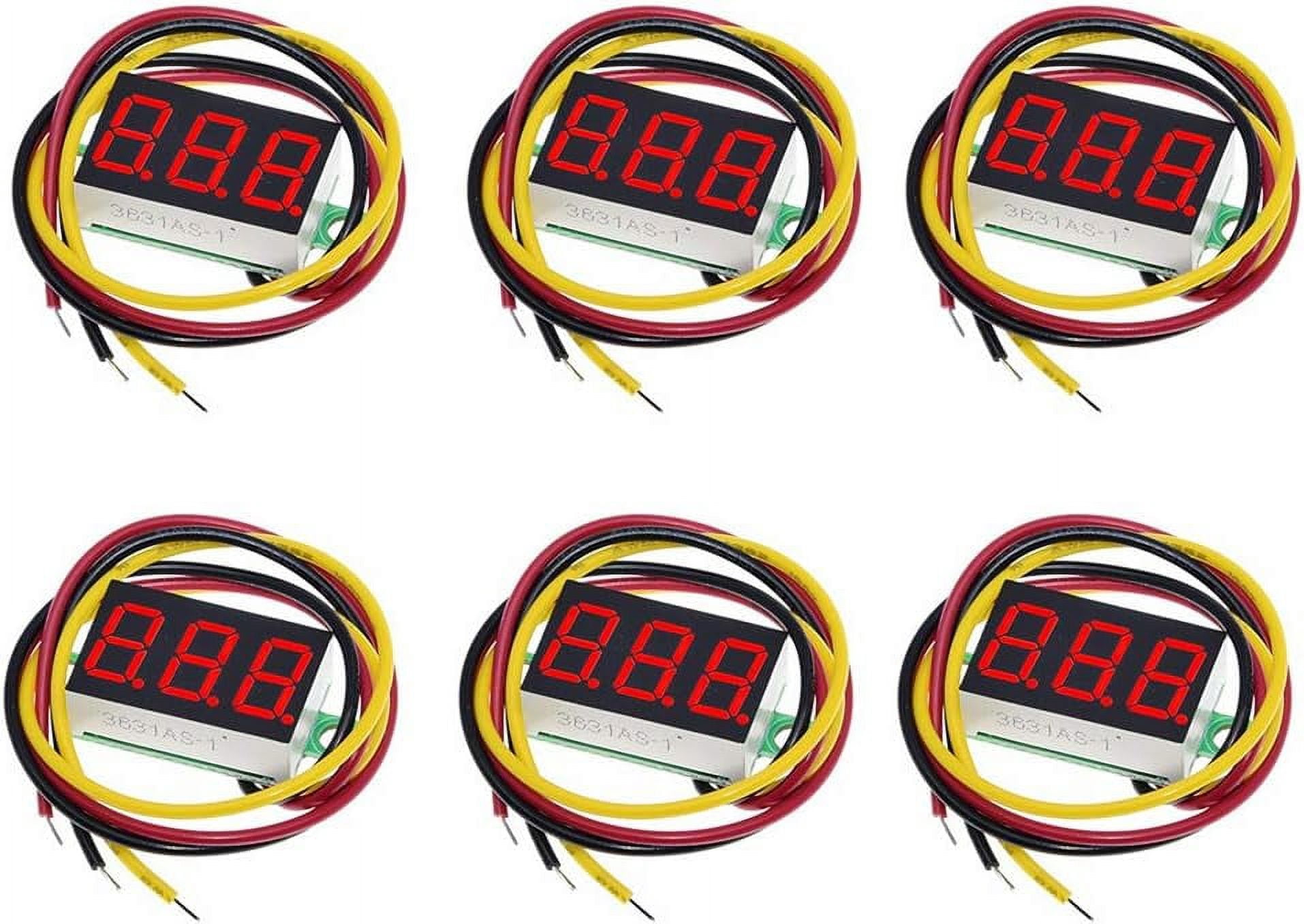 Treedix 6pcs 0.36'' 3-Digit 7-Segment Display Voltmeter Three-Wire DC ...