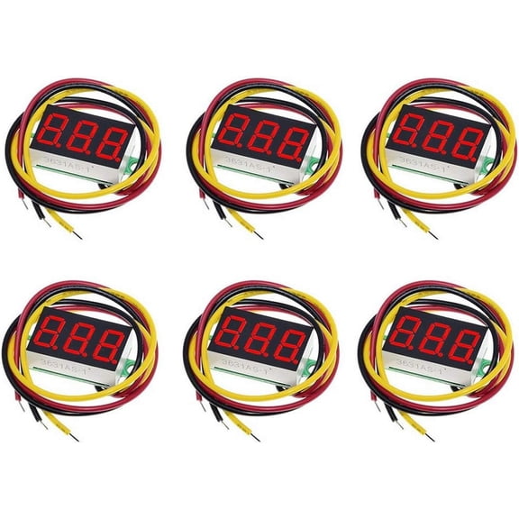 Treedix 6pcs 0.36'' 3-Digit 7-Segment Display Voltmeter Three-Wire DC 0V-32V 3-Digit LED Display LED Digital Tube