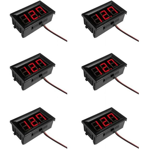 Treedix 6pcs 0.56'' 3-Digit LED Display Voltmeter Two-Wire DC 5V-30V LED Digital Tube Voltage Meter Voltmeter