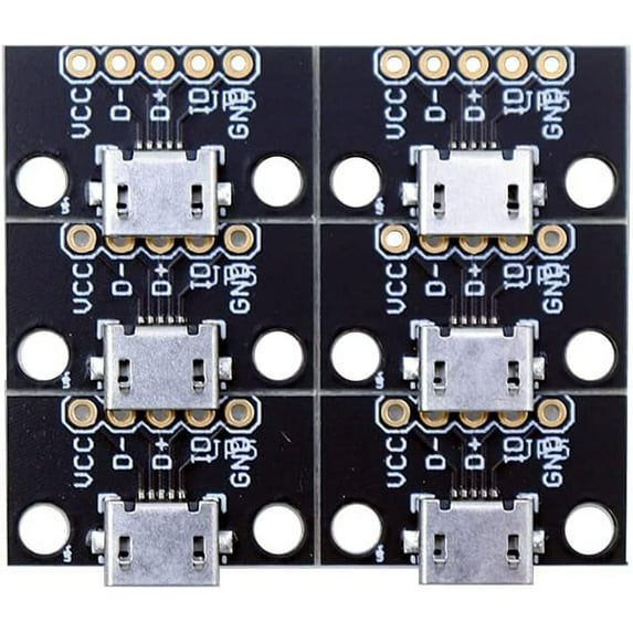 Treedix 6pcs Micro USB to DIP Adapter 5Pin Female Connector B Type PCB Converter Pinboard 5V Breakout Module for DIY USB Power Supply Breadboard Design