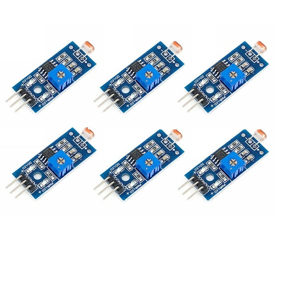 Treedix 6pcs Photoresistor Sensor Module Light Detection Digital Light Intensity Sensor 4Pins DC3.3V-5V Module for Arduino UNO