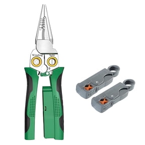 Treedix 8 in 1 Multi-Function Wire Stripping Pliers with 2 Pcs Mini Coaxial Cable Stripper, Upgrade Wire Strippers Scissors with Electricity Measurement Function for Wire Stripping, Cutting, Crimping