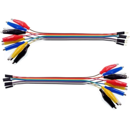 Treedix Alligator Clip 20pin 20cm Male and Female Jump Wire 5 Colors Test Leads Compatible with Arduino Raspberry Pi