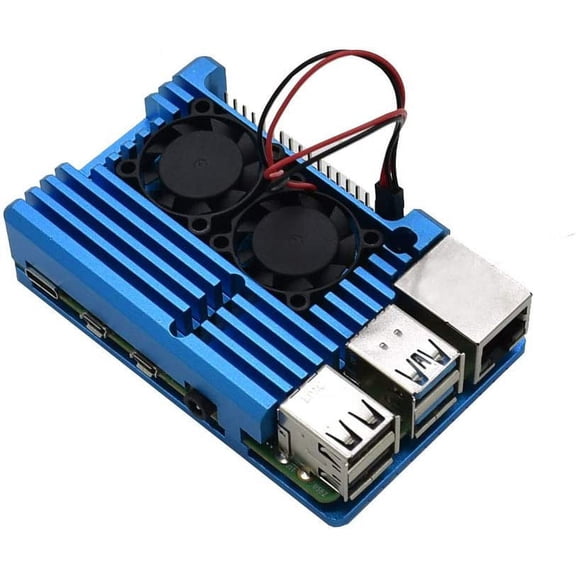 Treedix Metal Aluminium Alloy Armor Case Pi 4 Case, with Dual Cooling Fan Heatsink Compatible with Raspberry Pi 4 Model/Pi 4B