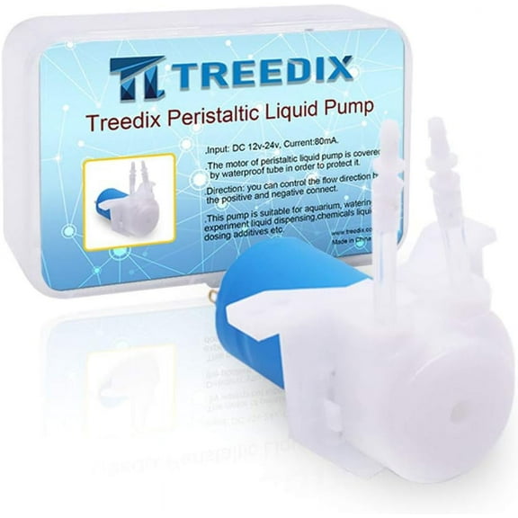 Treedix Peristaltic Liquid Pump 12-24V DC Dosing Pump Hose Pump Dosing Head Compatible with Aquarium Lab Analytic Arduino DIY (Need to Assemble)