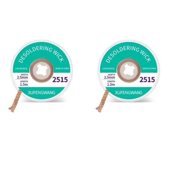 Treedix Solder Wick Braid with Flux Super 5ft Length 2.5mm Width Desoldering Wick Braid Remover Tool Solder Sucker 2 piece No-Clean Soldering Wick Wire Roll and Disassemble Electrical Components