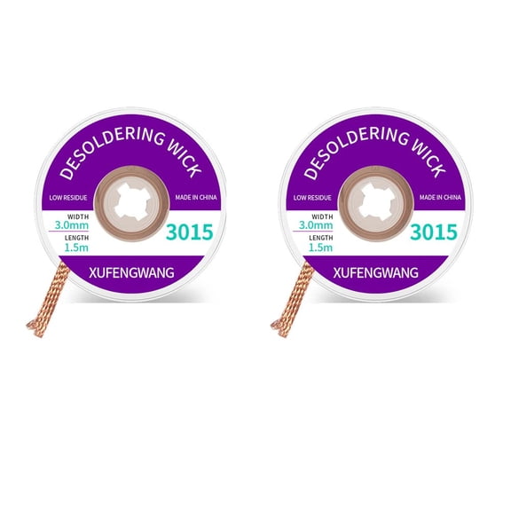 Treedix Solder Wick Braid with Flux Super 5ft Length 3mm Width Desoldering Wick Braid Remover Tool Solder Sucker 2 piece No-Clean Soldering Wick Wire Roll and Disassemble Electrical Components