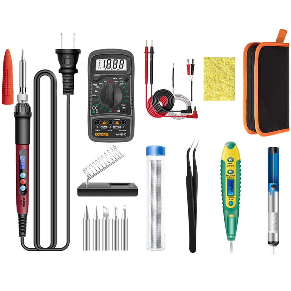 Treedix Soldering Iron Kit, 60W Soldering Gun, LCD Digital Adjustable Temperature 180-500℃, Soldering Tool for Metal, Electric, DIY, Jewelry Welding, Computer