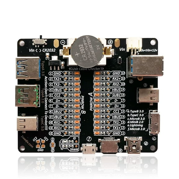 Treedix USB Cable Data Line Test Board USB Cable Checker Data Wire Charging Test Card Type-C Micro Type A Type B