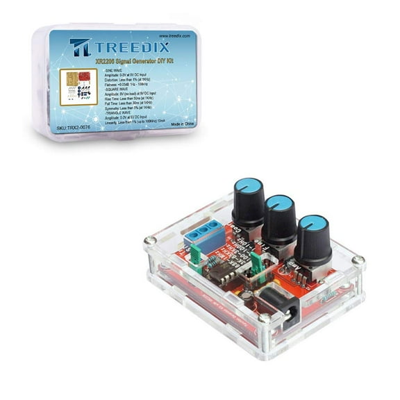 Treedix XR2206 Signal Generator DIY Kit Sine/Triangle/Square Output 1Hz-1MHz Adjustable Frequency High Precision Function Signal Generator with Acrylic Case