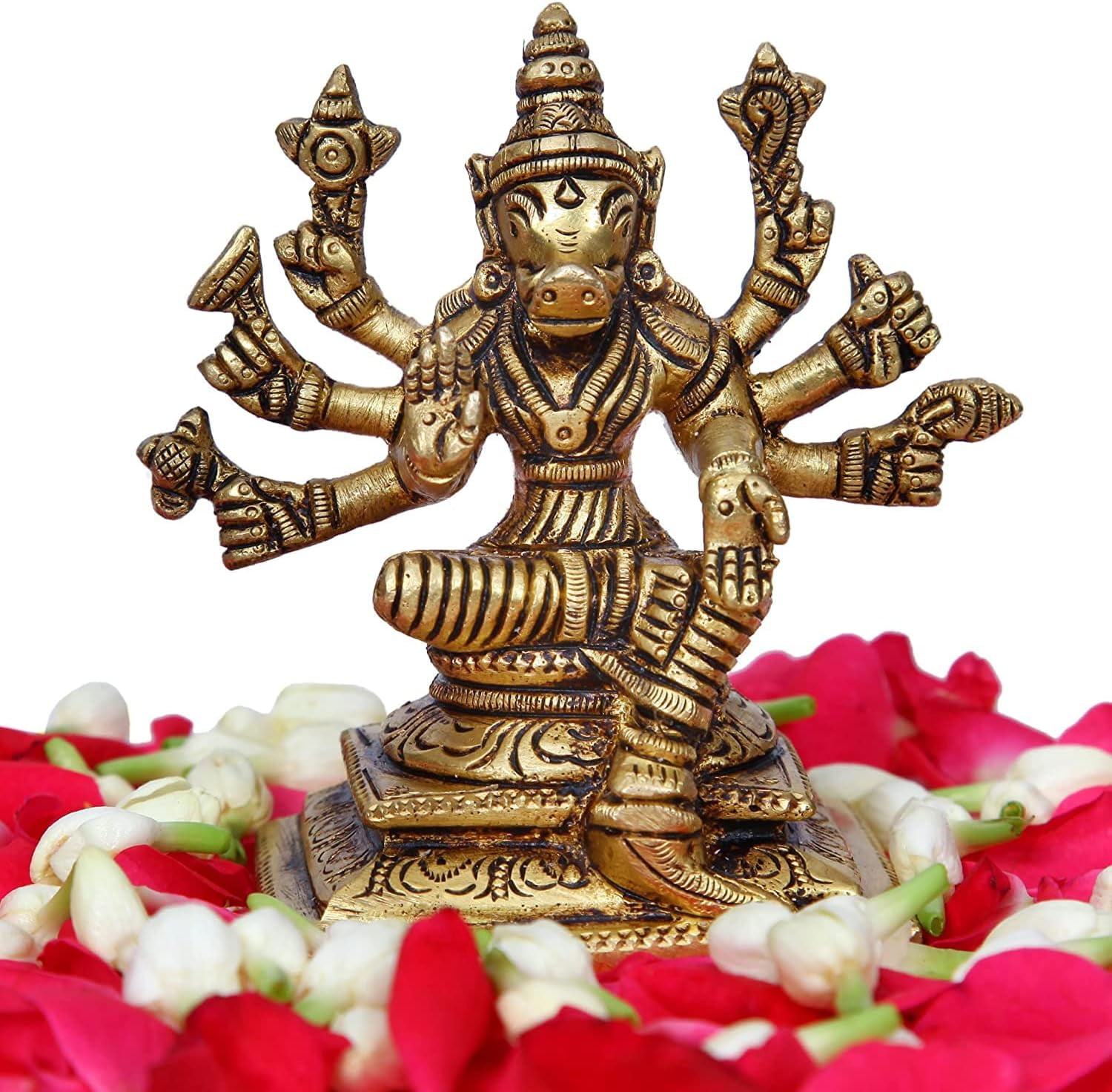 Varahi Amman Statue Aus Messing – 8,9 Cm, Göttin Des Wohlstands Und Schutzes