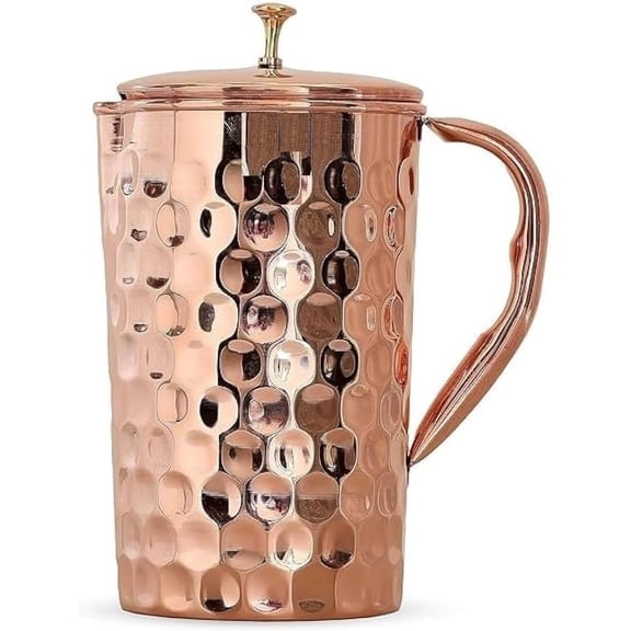TreegoArt Copper Water Jug Joint-Less Leak- Proof Hammered Diamond Design 1500 Ml - Pack Of 1
